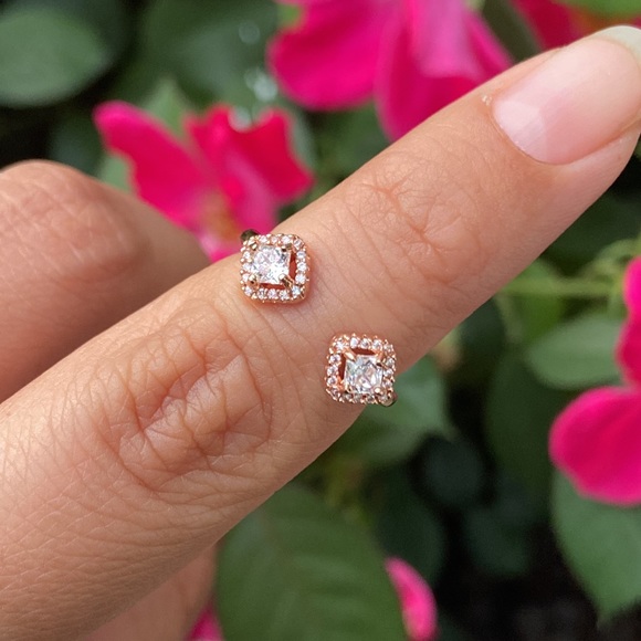 PANDORA 14K Rose Gold Square Sparkle Open Ring - size 5.5 - Picture 3 of 7